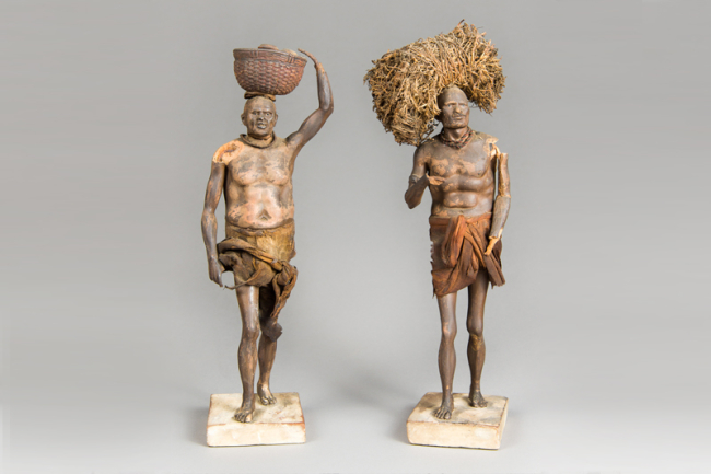 Two 19th century clay Indian figures attributed to Jadunath Pal (1821-1920). Price realised £200