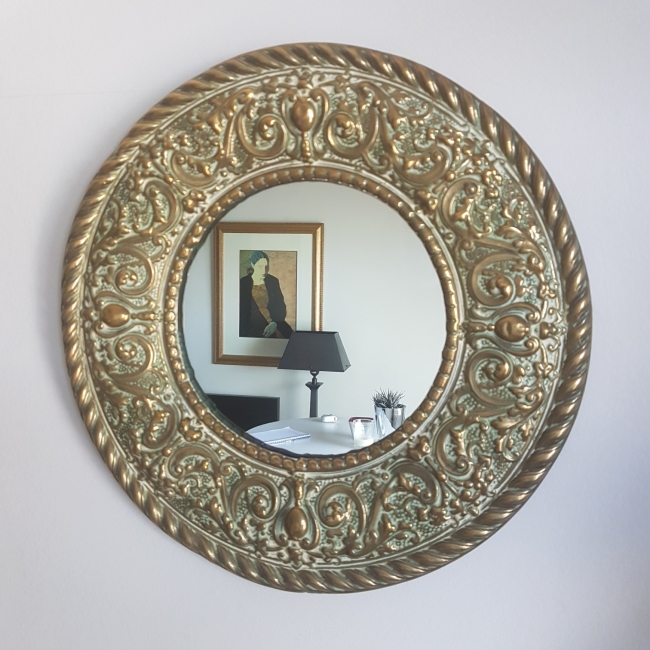 SOLD Arts & Crafts Brass Wall Mirror