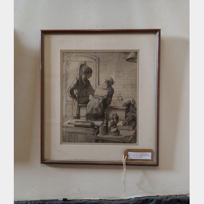 Early 20th Century Framed Charcoal Sketch