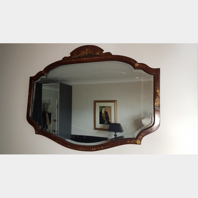SOLD Chinoiserie 19th/20th Century Bevelled Wall Dressing Mirror