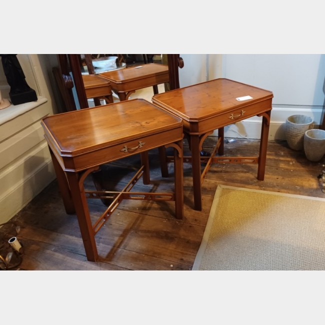 SOLD Vintage Pair of Yew Bedside, Side Tables