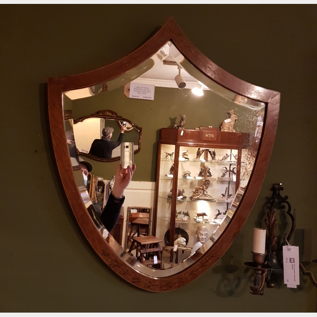 Large Shield Shaped Bevelled Mirror