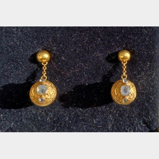 Victorian Gold, Aqua and Paste earrings