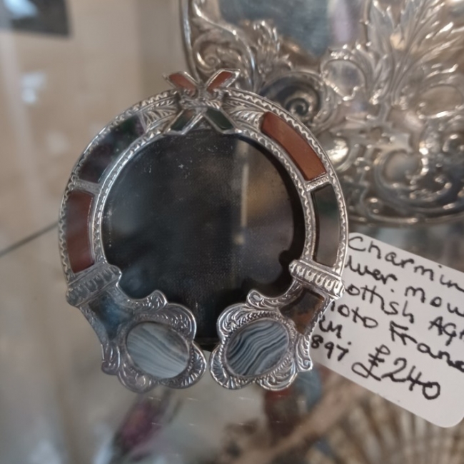 Small silver frame with scottish agate inlays