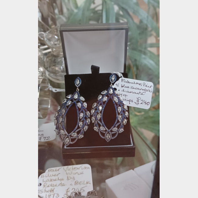 Blue swarovski & diamante earrings