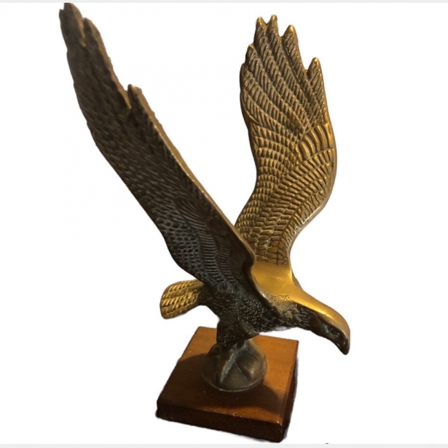 A Pair of Vintage Cast Brass Eagles on Wooden Bases.