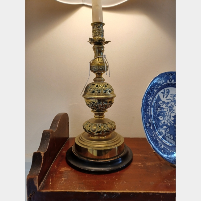 Victorian Brass Lamp with ebony base
