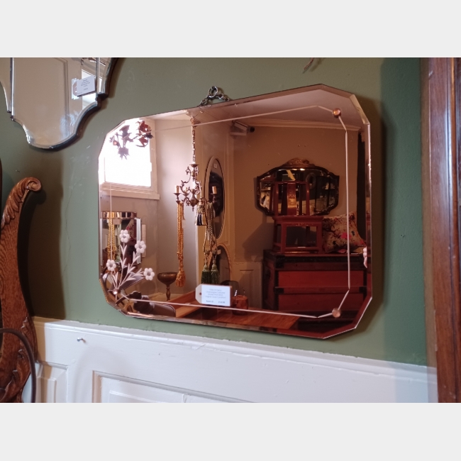 1930s Champagne Coloured Etched Wall Mirror