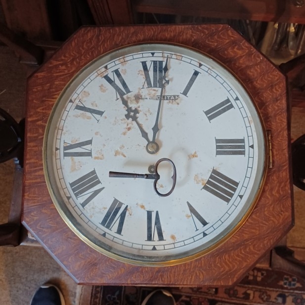 19th Cent. Oak Fusee Wall Clock