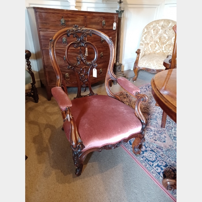Victorian Walnut Framed Occasional Chair