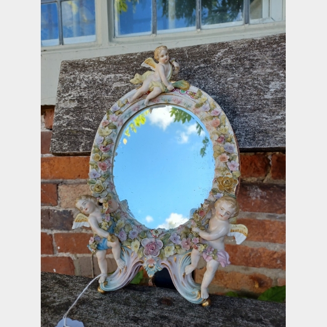Porcelain Mirror With Cherubs