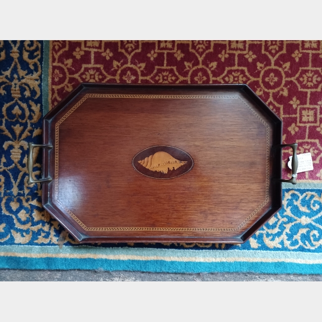 Edwardian Wooden Tray with shell inlay