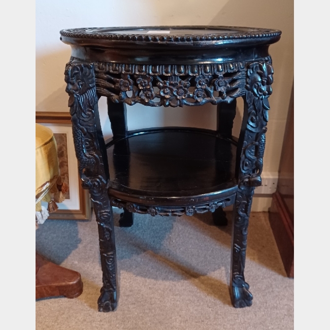 19th Cent. Ebonised hardwood two tier table