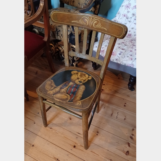 Childs Chair With Bear Painting