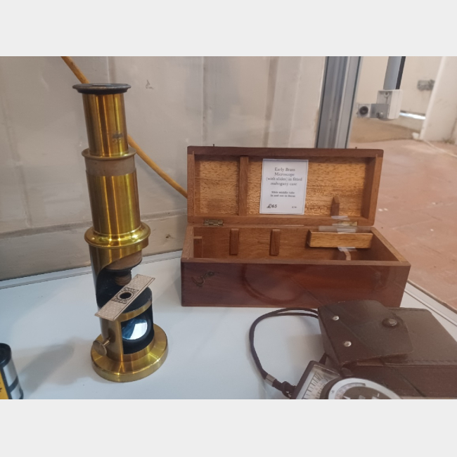 Brass Microscope in Mahogany Case