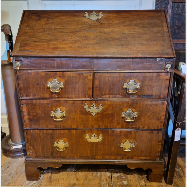 Early Georgian Mahogany Bureau with Brass Handles