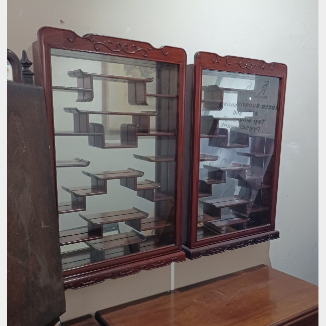 Pair of wall mounted display cabinets