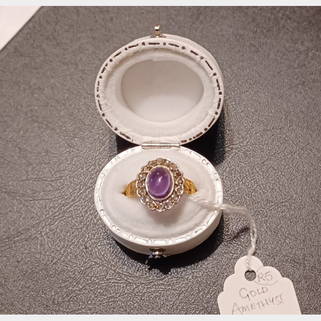 Gold, Amethyst and Diamond Ring