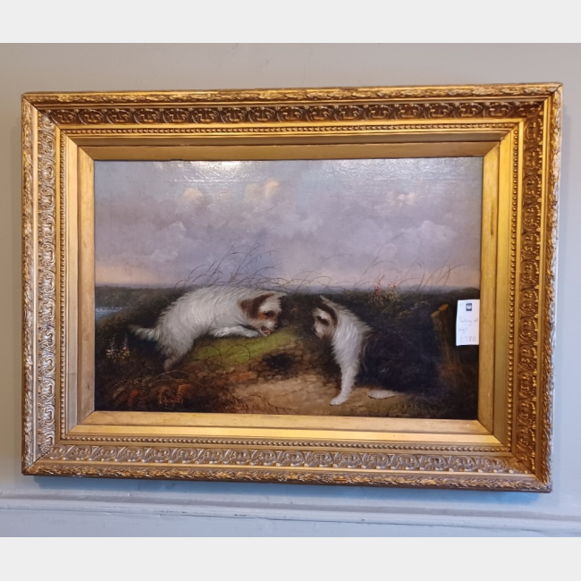 Painting of 2 terrier dogs