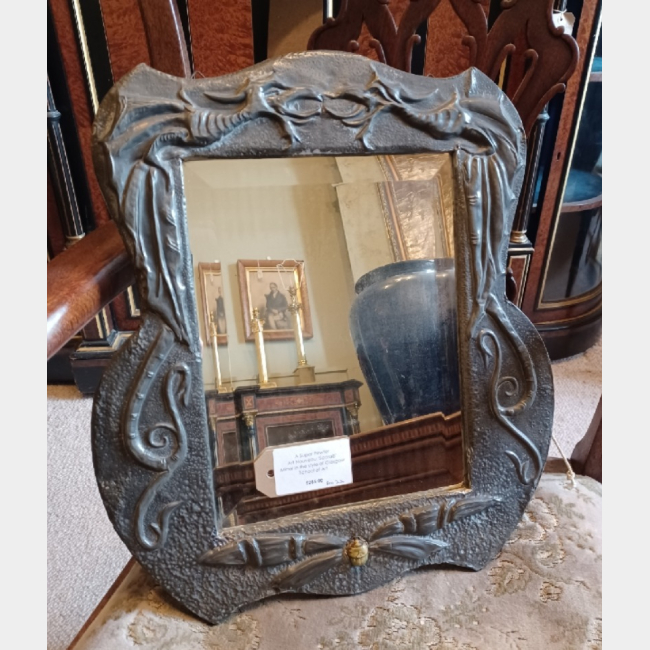 Art Nouveau 'Scarab' pewter mirror