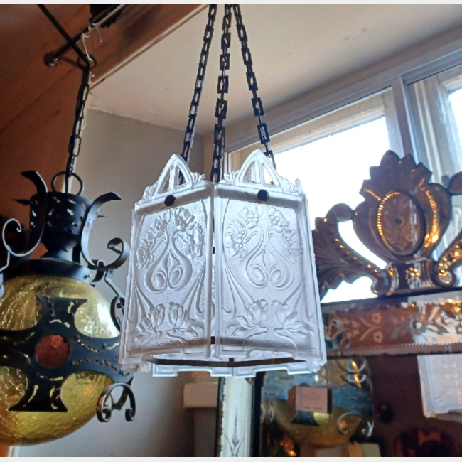 Art Nouveau Glass Lantern