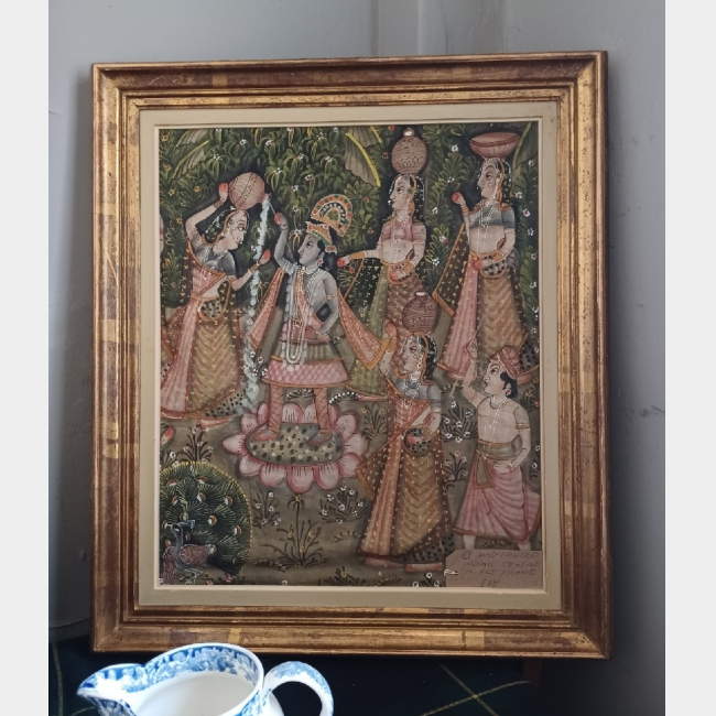 Hand Printed Indian Textile in frame