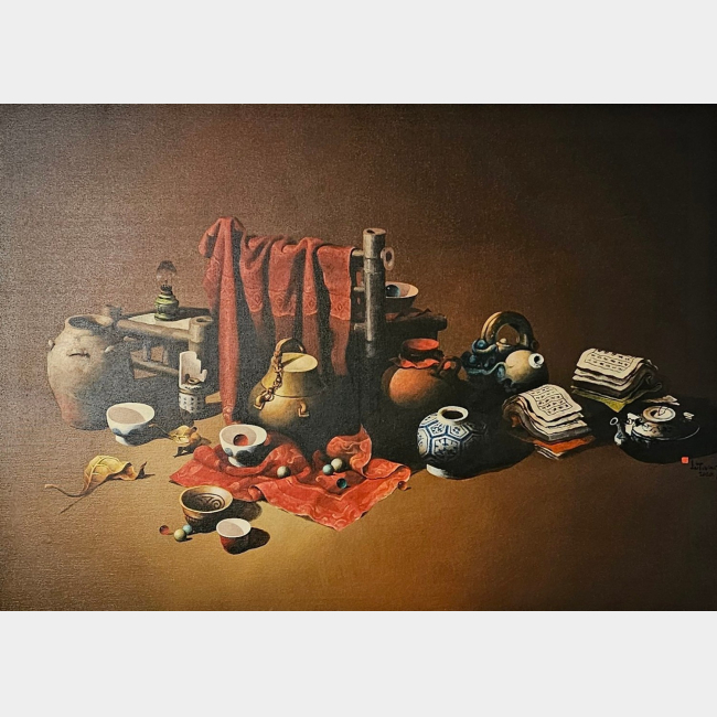 LE NGOC TUONG, B. 1970, A LARGE VIETNAMESE OIL ON CANVAS
