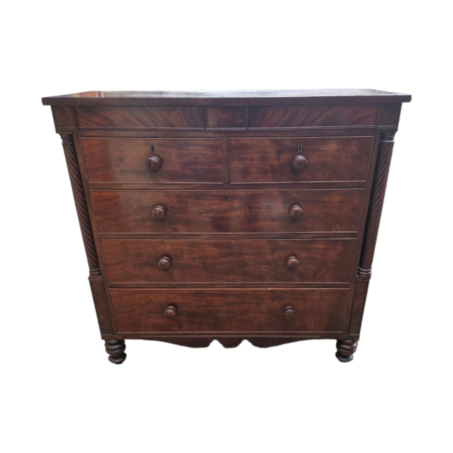 A Victorian Flame Mahogany Scotch Chest.