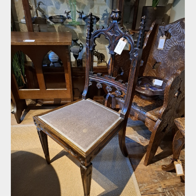 c.19th Gothic Oak Chair