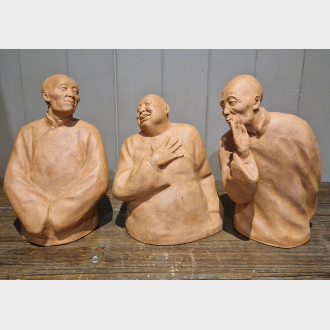 'The Conversation' Gaston Hauchecorne 3 Terra-Cotta Figures 1942